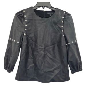 INC Faux Leather Studded Top
